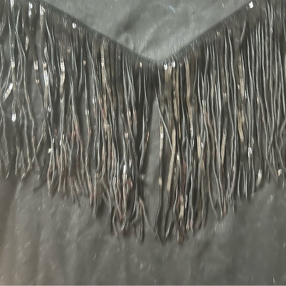 Fringe sequin short sleeve shirt women’s size L - Picture 3 of 7